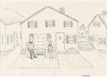 (NEW YORKER) BOB MANKOFF (1944 - ) "By the way, this isn't my idea of a vacation."